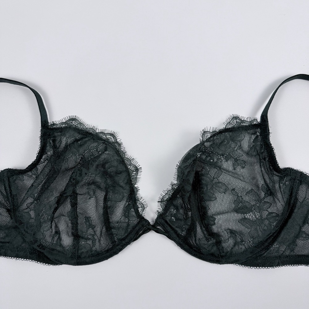 Victoria's Secret Very Sexy Green Lace Unlined Low-Cut Demi Underwire Bra 34C